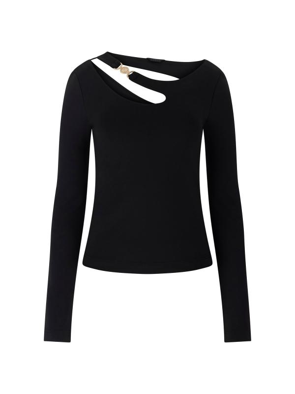 Guess Maglia Maglia LS ELEANOR BUCKLE TOP Nero