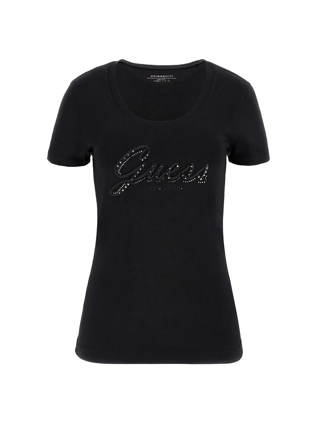 Guess T-shirt T-shirt CN SS EMBRO SCRIPT LOGO TEE Nero