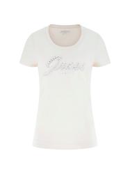 Guess T-shirt T-shirt CN SS EMBRO SCRIPT LOGO TEE Beige Crema