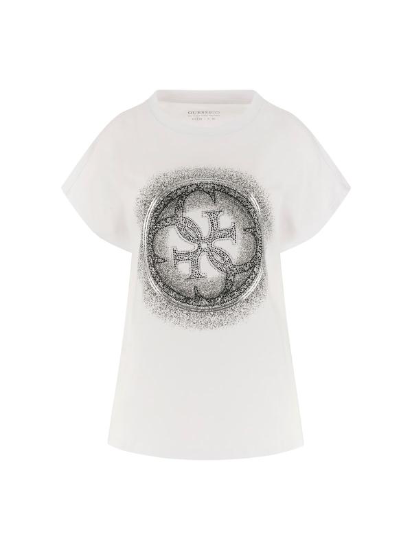 Guess T-shirt T-shirt CN SS 4G SHADED HOTFIX Bianco