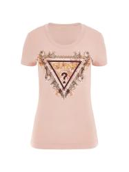 Guess T-shirt T-shirt SS TRIANGLE FLOWERS TEE Rosa