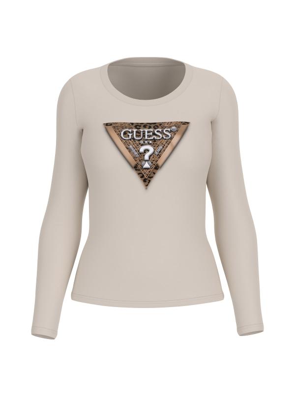 Guess T-shirt T-shirt LS CN LEO TRIANGLE TEE Beige