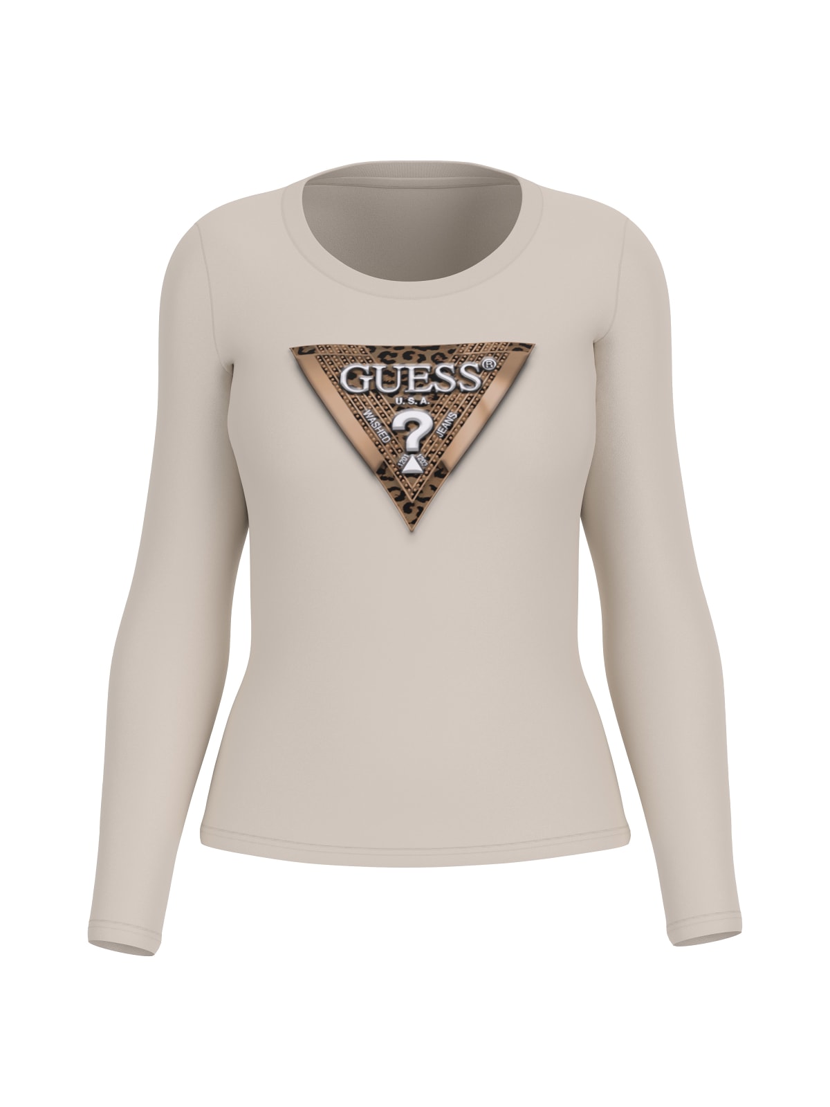 Guess T-shirt T-shirt LS CN LEO TRIANGLE TEE Beige