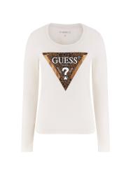 Guess T-shirt T-shirt LS CN LEO TRIANGLE TEE Bianco