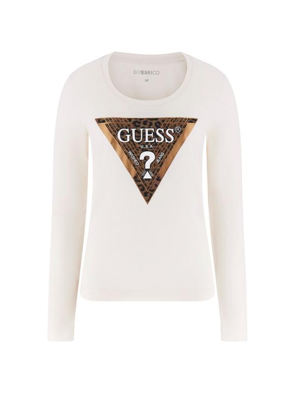 Guess T-shirt T-shirt LS CN LEO TRIANGLE TEE Bianco