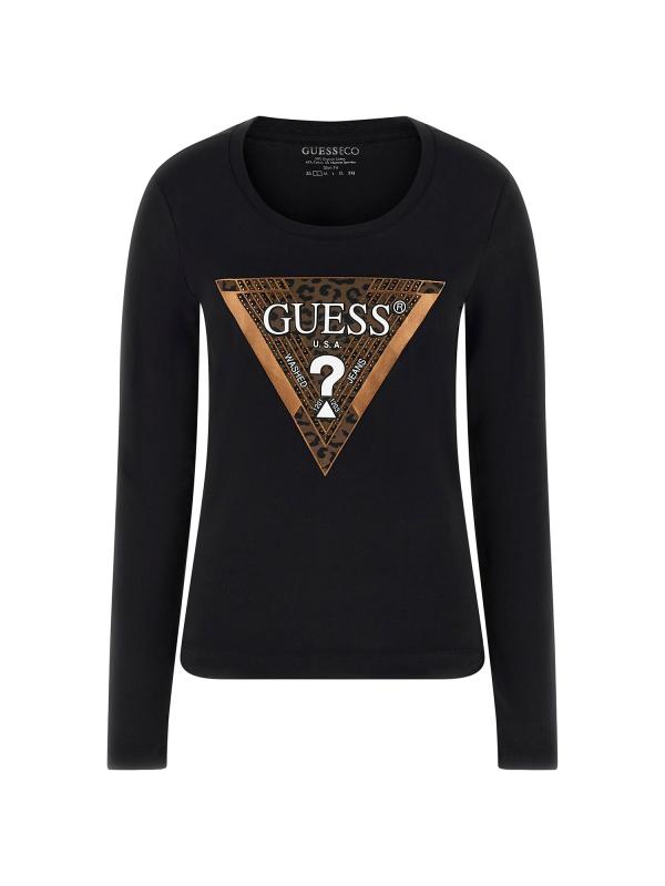 Guess T-shirt T-shirt LS CN LEO TRIANGLE TEE Nero