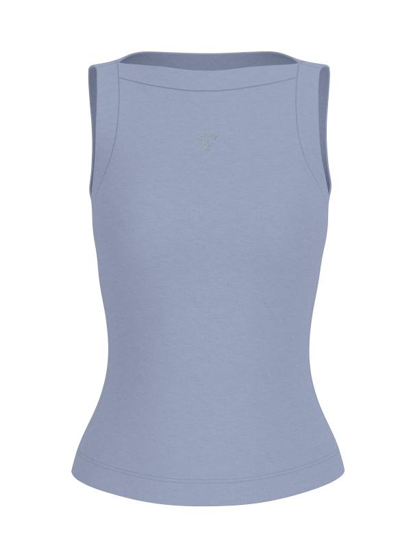 Guess Maglia Maglia TINA RIBS TANK TOP Azzurro