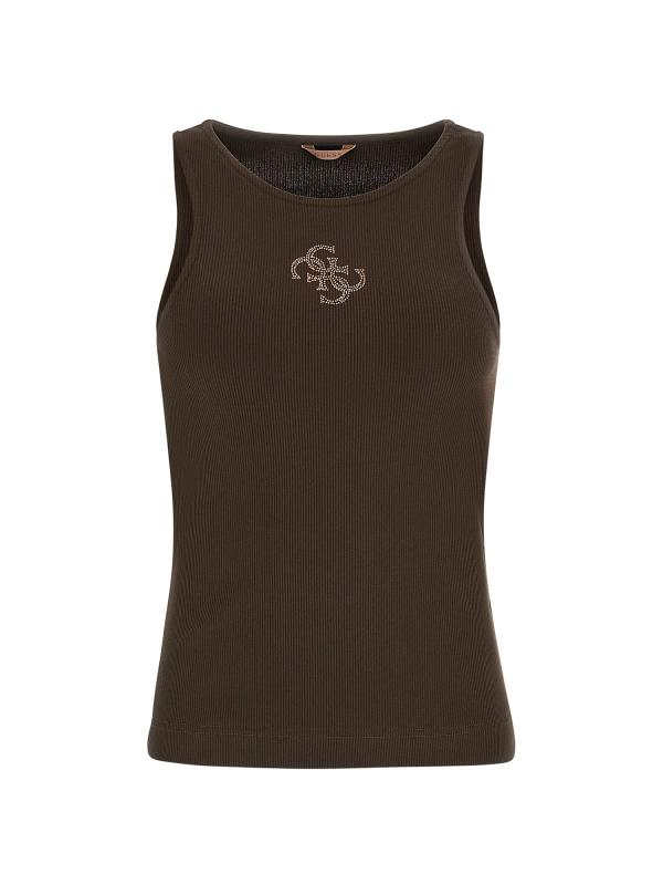 Guess Canotte Canotte NEW SL ROUND NK GUENDALINA TOP Marrone