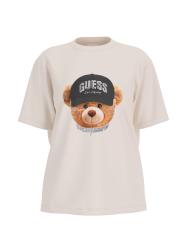 Guess T-shirt T-shirt TEDDY BEAR HAT SS T-SHIRT Bianco Panna