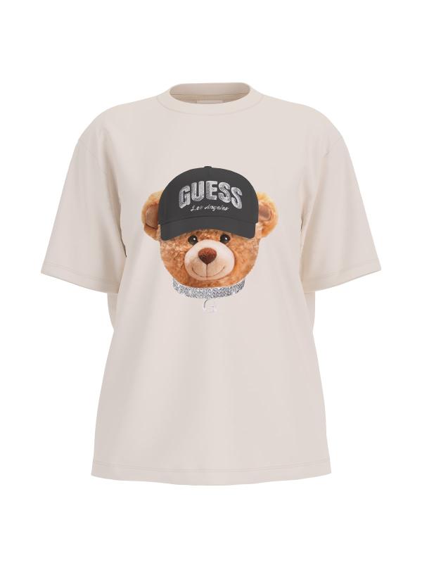Guess T-shirt T-shirt TEDDY BEAR HAT SS T-SHIRT Bianco Panna