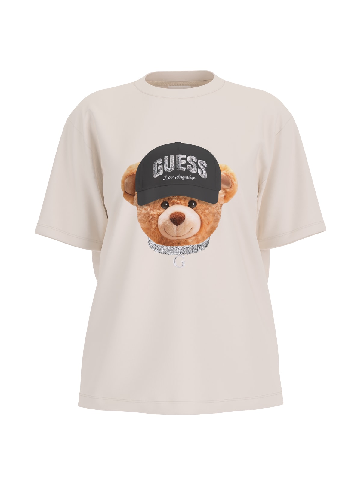 Guess T-shirt T-shirt TEDDY BEAR HAT SS T-SHIRT Bianco Panna