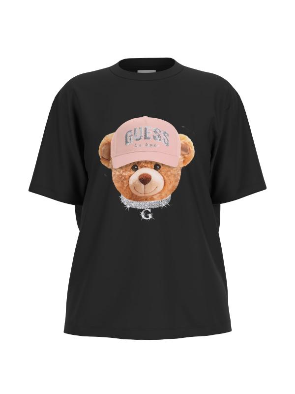 Guess T-shirt T-shirt TEDDY BEAR HAT SS T-SHIRT Nero