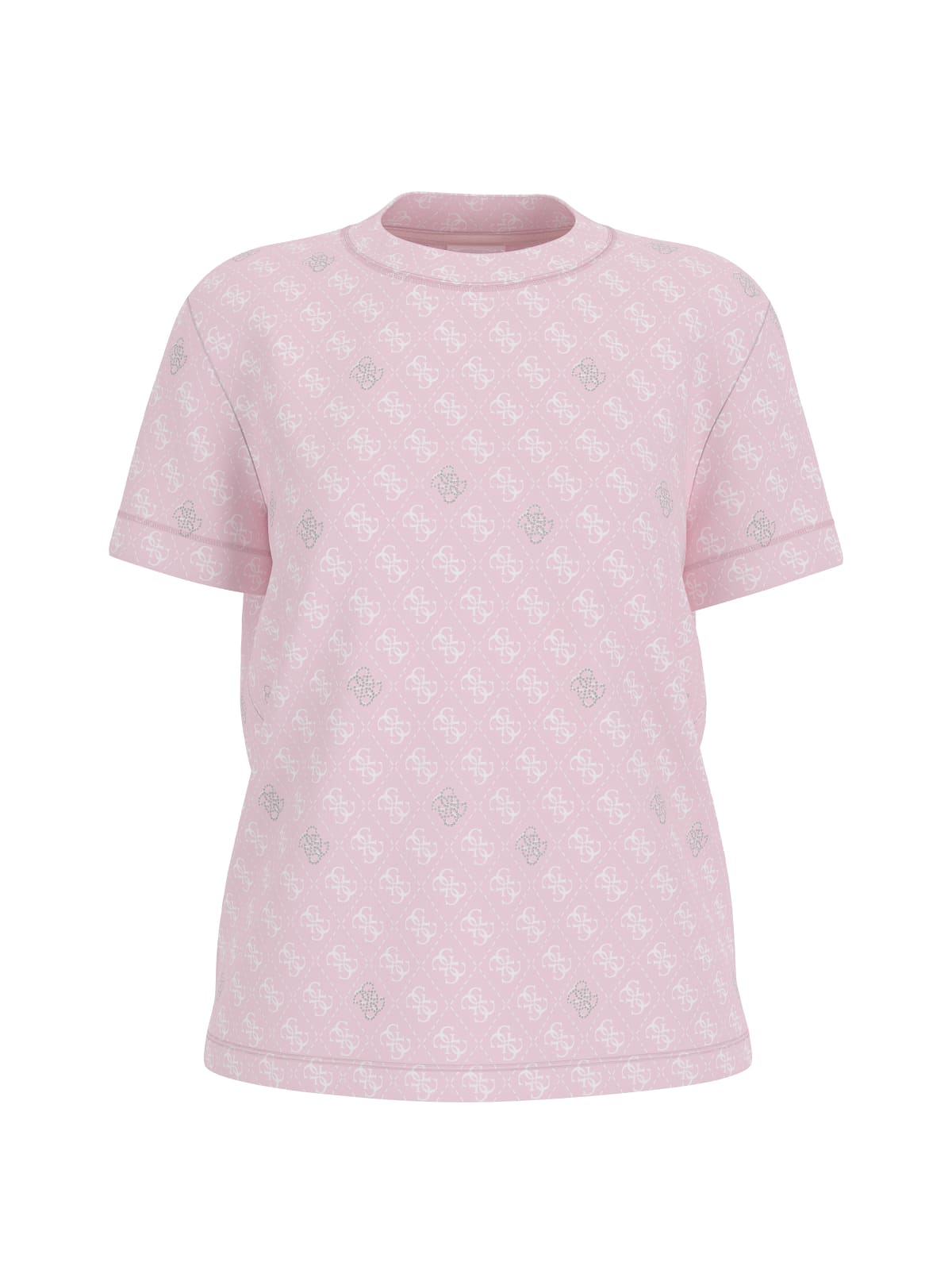 Guess T-shirt T-shirt 4G RHOMBUS STUDS SS T-SHIRT Rosa