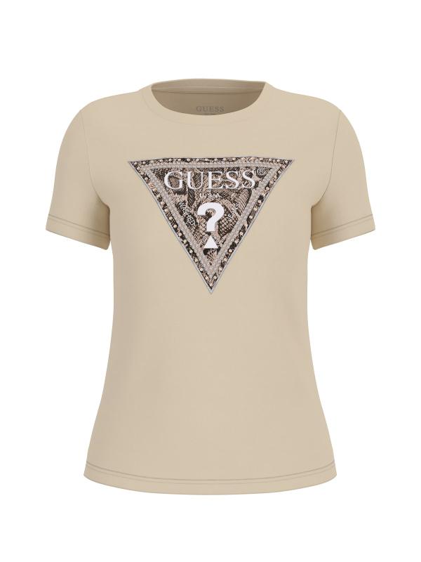 Guess T-shirt T-shirt SS CN TRIANGLE PYTHON TEE Beige