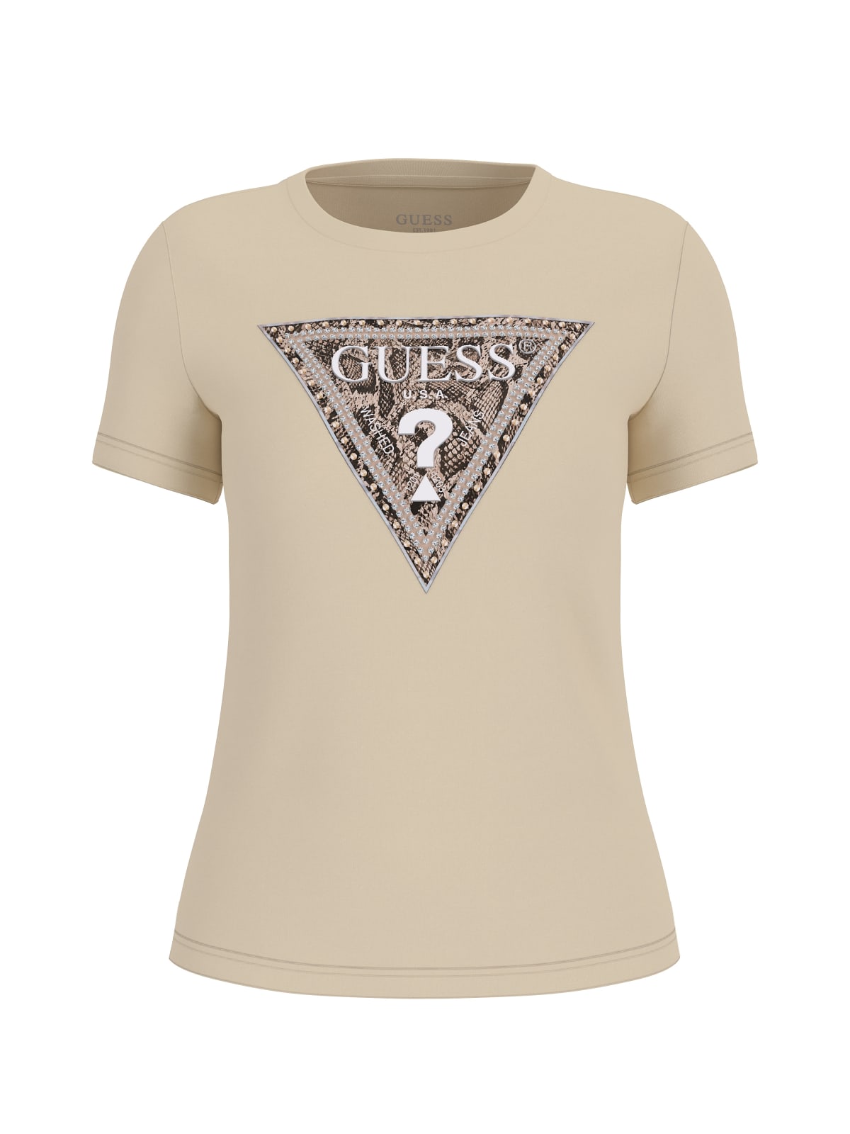 Guess T-shirt T-shirt SS CN TRIANGLE PYTHON TEE Beige