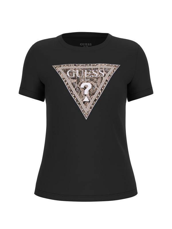 Guess T-shirt T-shirt SS CN TRIANGLE PYTHON TEE Nero