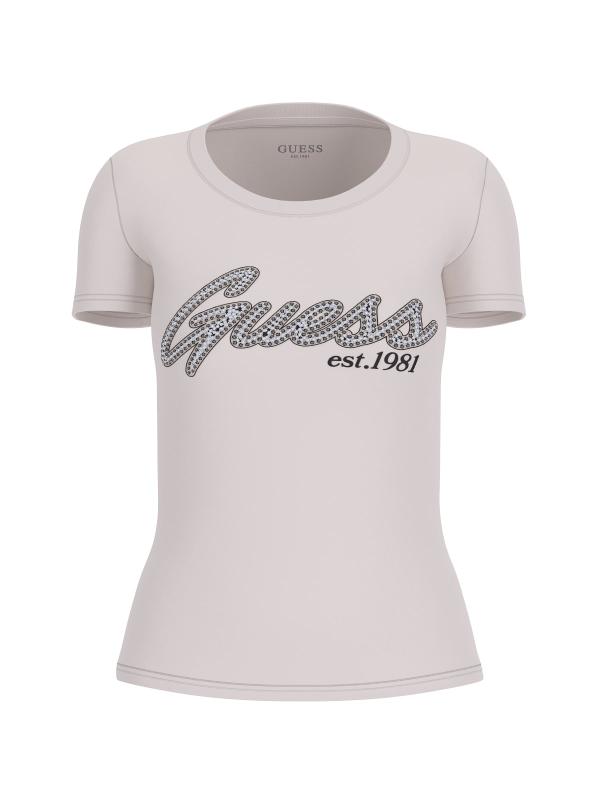 Guess T-shirt T-shirt SS LOGO HOT FIX TEE Beige