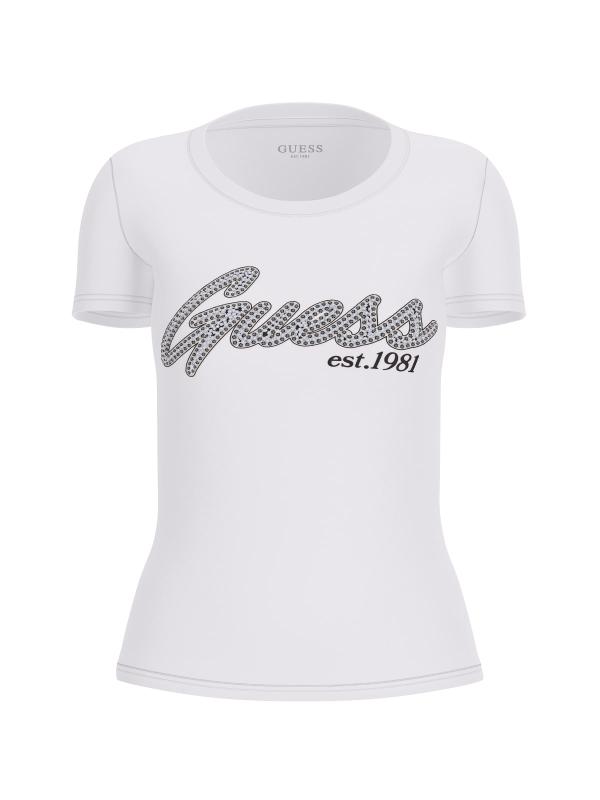 Guess T-shirt T-shirt SS LOGO HOT FIX TEE Bianco
