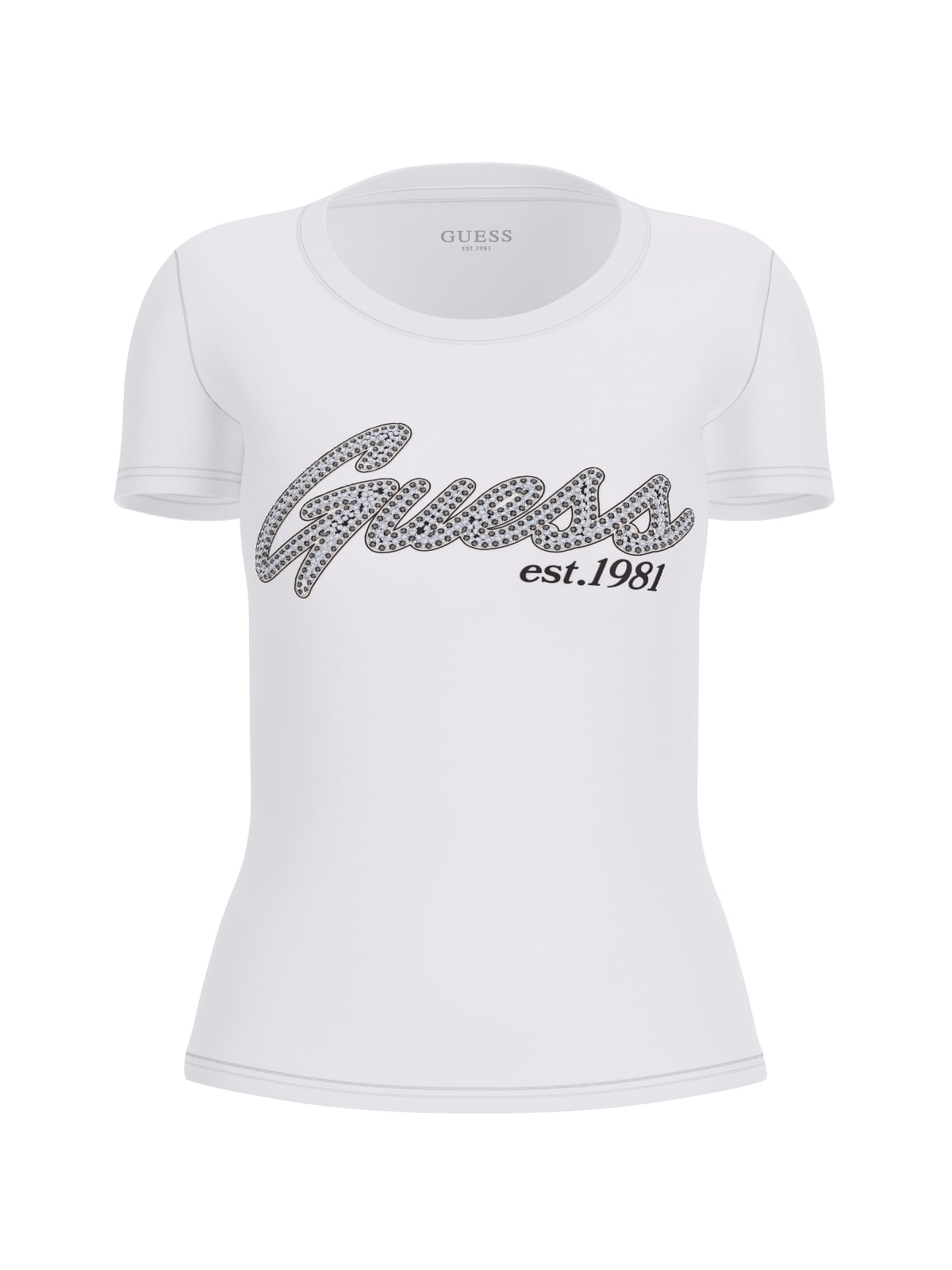 Guess T-shirt T-shirt SS LOGO HOT FIX TEE Bianco