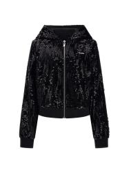 Guess Felpe Felpe SEQUINS FULL-ZIP HOODIE Nero