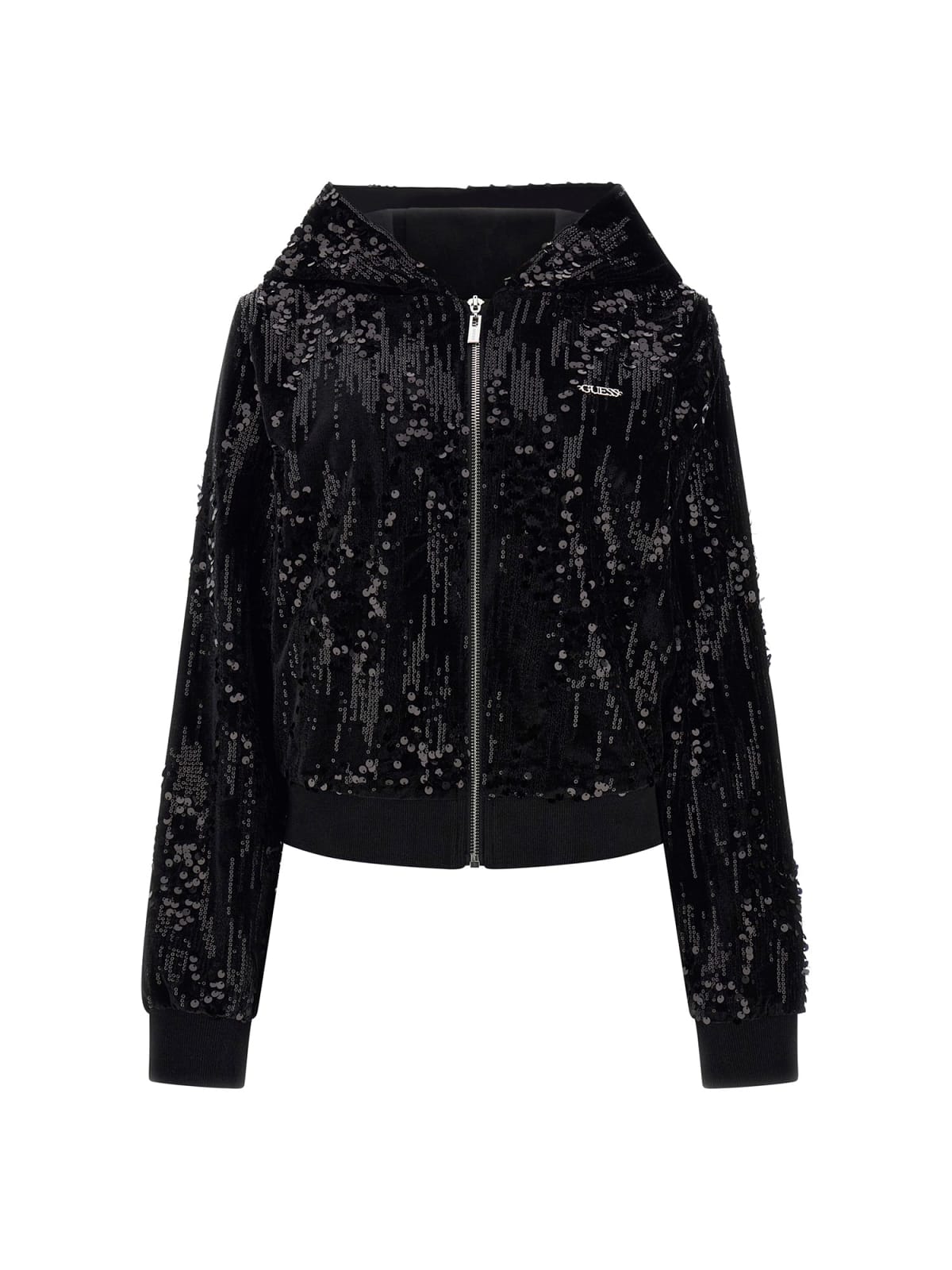 Guess Felpe Felpe SEQUINS FULL-ZIP HOODIE Nero