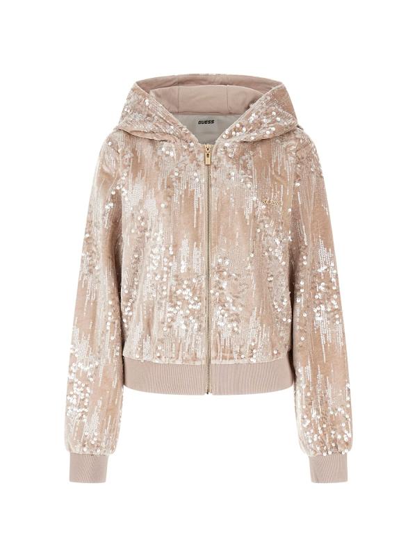 Guess Felpe Felpe SEQUINS FULL-ZIP HOODIE Rosa