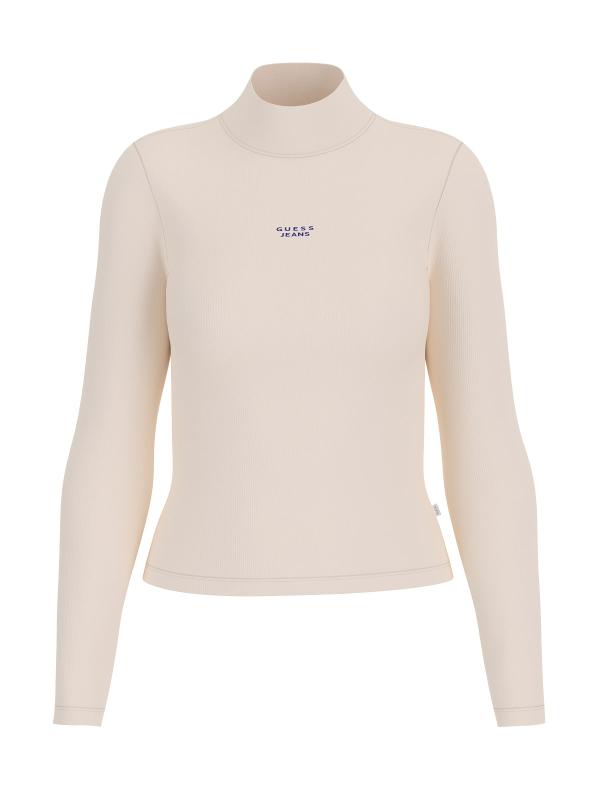 Guess Maglia Maglia GJ LS MOCK NECK EMBRO SLIM TOP Bianco