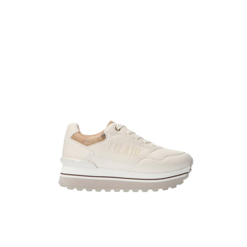 Sneakers PLATFORM PELLE E GEO Bianco Panna