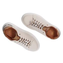 Sneakers Bassa allacciata strass N 2270 0289 Bianco Panna