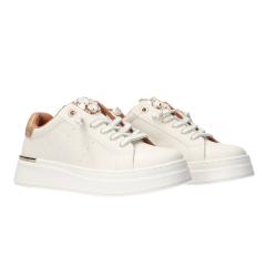 Sneakers Bassa Pelle e Strass N 2269 0289 Bianco Panna