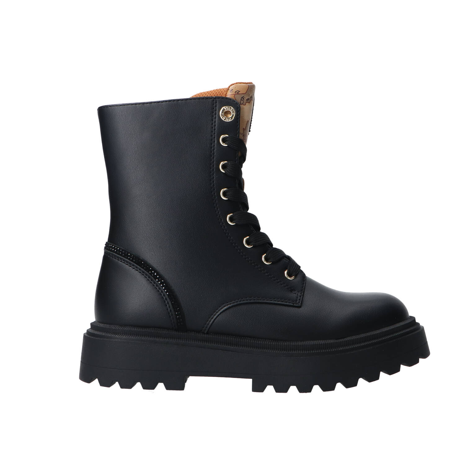 Alviero Martini Anfibi Anfibi Stringato pelle geo e strass Nero