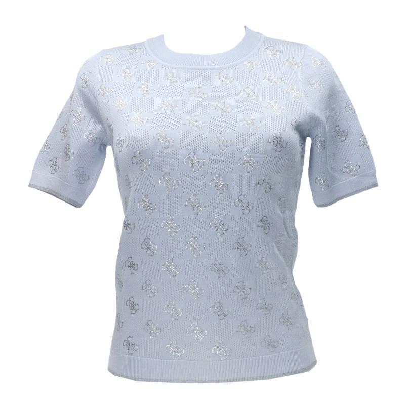 Guess Maglia Maglia ROSIE 4G RN SS SWTR Azzurro