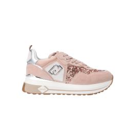 Sneakers Maxi wonder 01 suede e paillettes Rosa