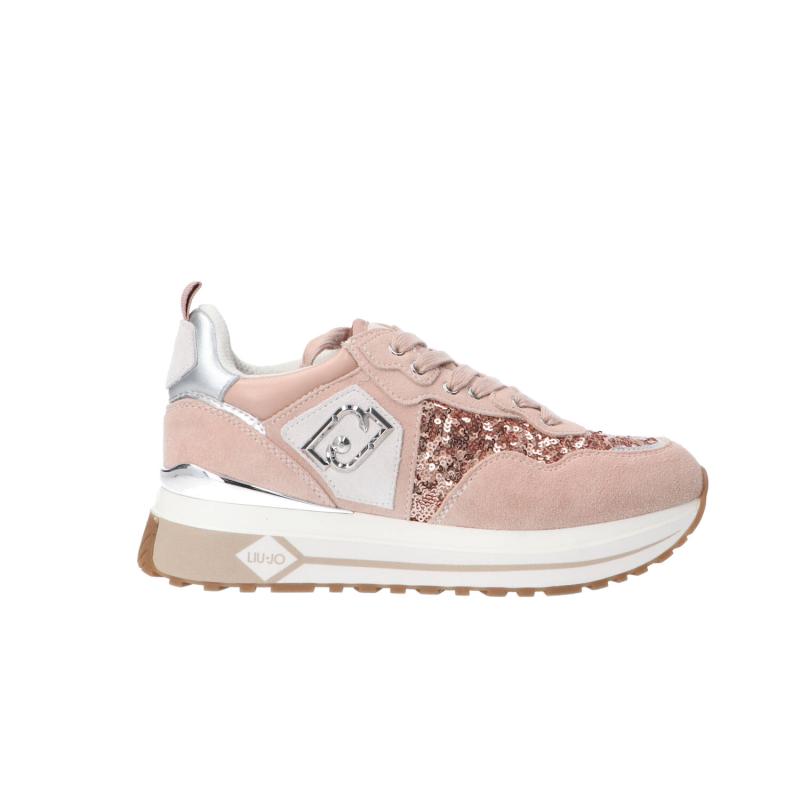Sneakers Maxi wonder 01 suede e paillettes Rosa