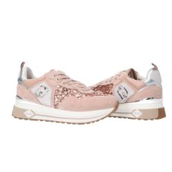 Sneakers Maxi wonder 01 suede e paillettes Rosa