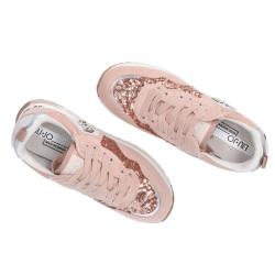Sneakers Maxi wonder 01 suede e paillettes Rosa