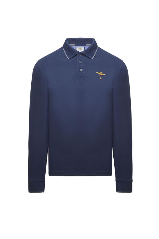 Aeronautica Militare Polo 252PO1653UP00082 MANICA LUNGA LOGO Blu