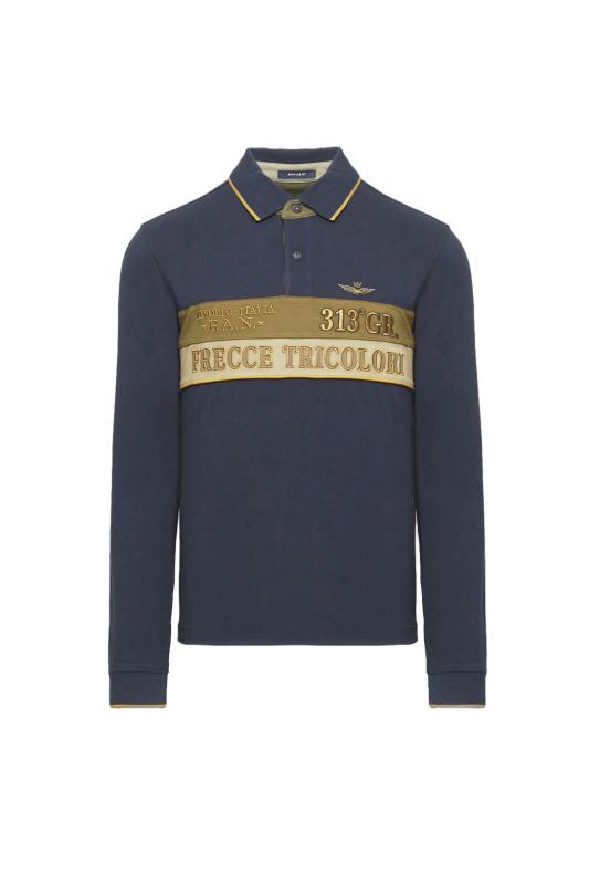 Aeronautica Militare Polo MANICA LUNGA FRECCE TRICOLORI Blu