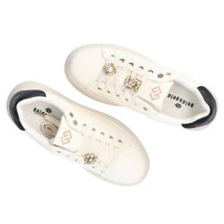 Sneakers GB971 Eco leather charm logo Bianco