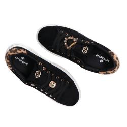 Sneakers GB989 suede heart charm logo Nero