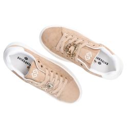 Sneakers GB989 suede heart charm logo Beige