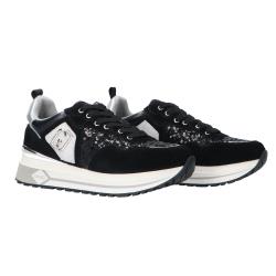 Sneakers Maxi wonder 01 suede e paillettes Nero