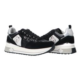 Sneakers Maxi wonder 01 suede e paillettes Nero