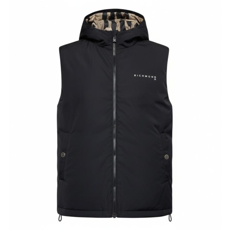 Richmond Smanicato UMA25153GTS8 GILET JACKET BIANKUM Nero