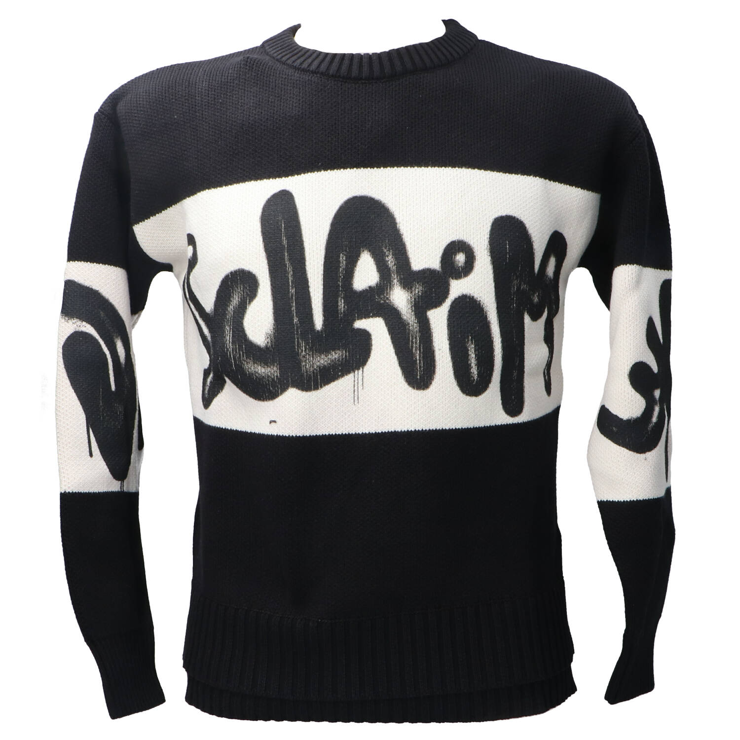 Disclaimer Maglioni 25IDS55201 GIROCOLLO GRAFFITO FASCIA Nero