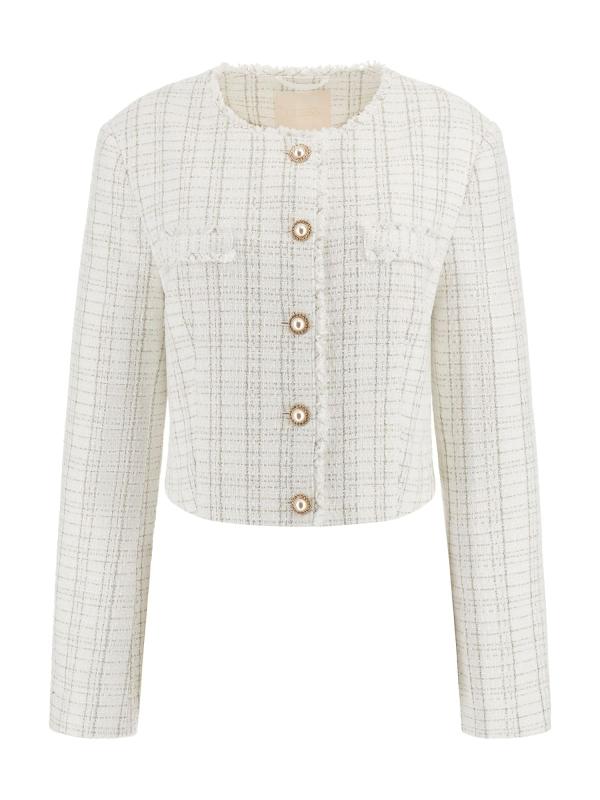 Guess Giacca SANDRA TWEED JACKET Bianco
