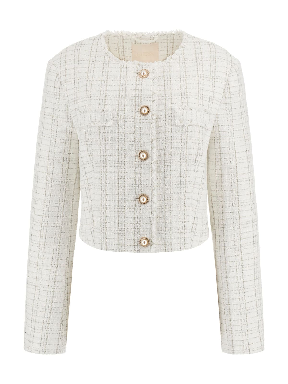 Guess Giacca SANDRA TWEED JACKET Bianco
