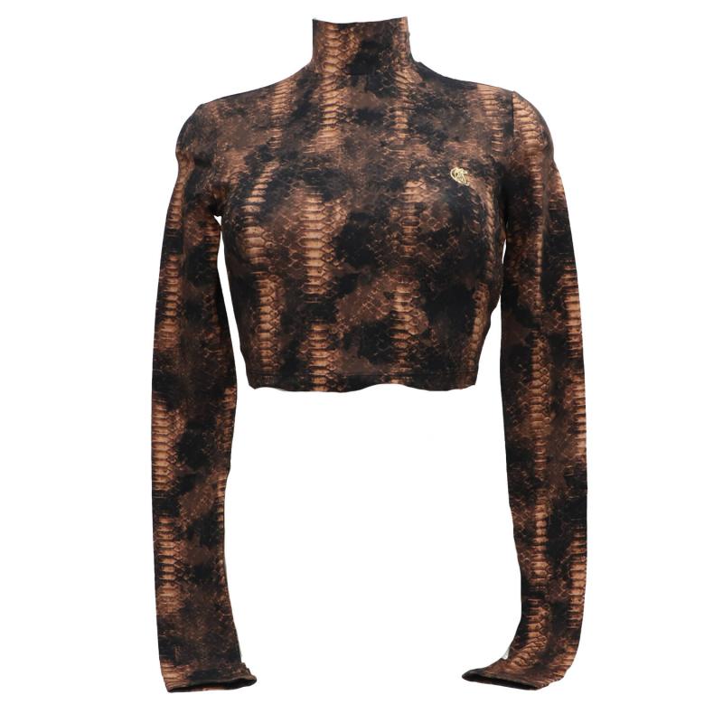 Just Cavalli Maglia 79PW606 SC PRINTED ALLOVER Marrone