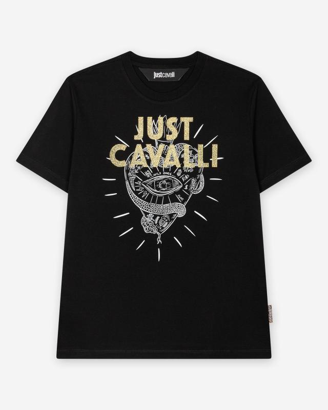 Just Cavalli T-shirt 79PW610 R HEART TATOO  Nero