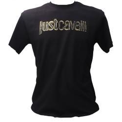 Just Cavalli T-shirt 79PM601 R RUBBER GLITTER LOGO  Nero